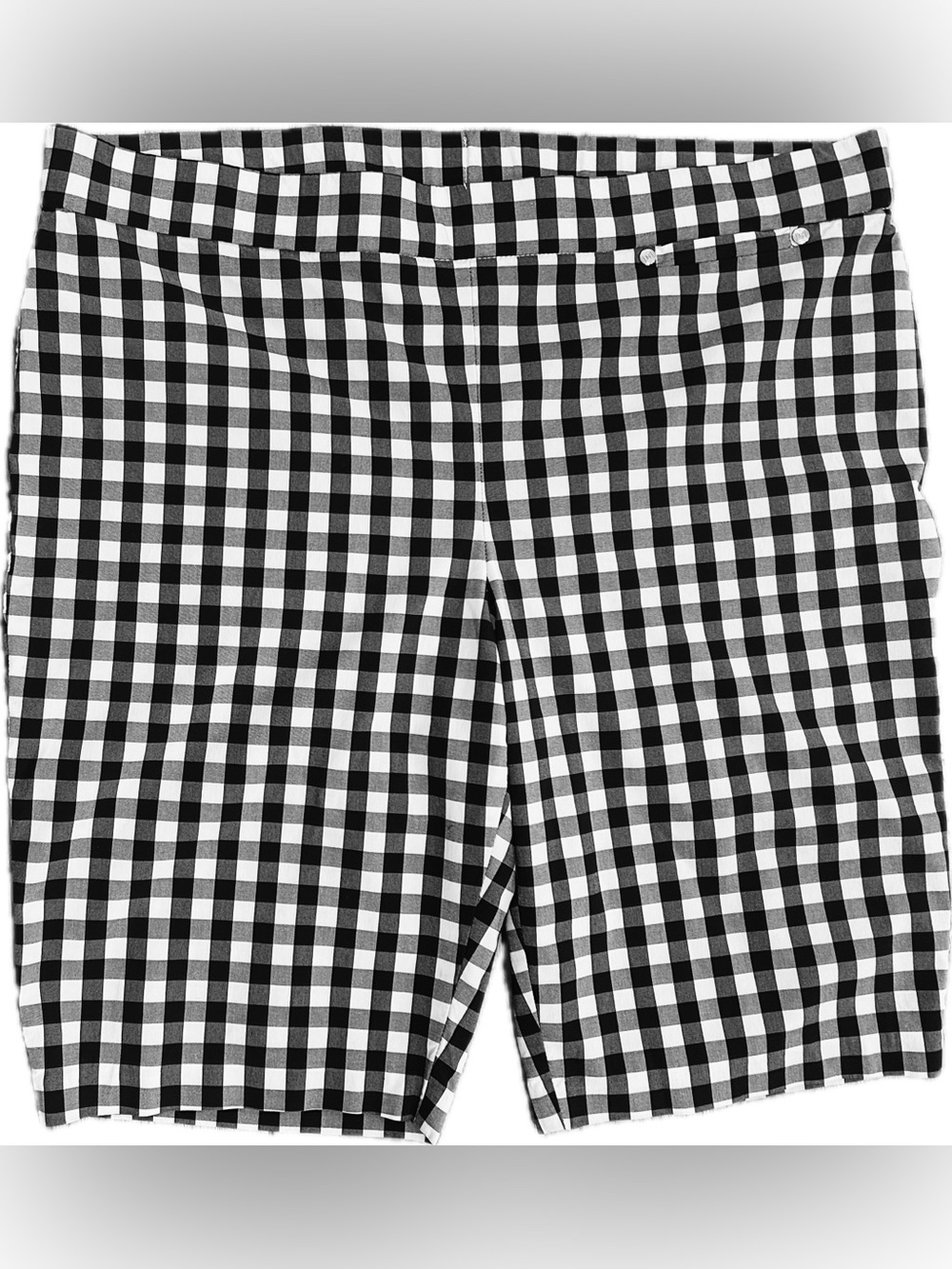 EUC Rafaella SZ 16 Black/white gingham bermuda pull on shorts/waist 36”-40” - Picture 3 of 7